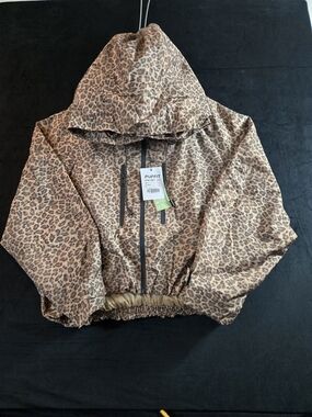 PUFFIT STM-TEX Leopard Print Short Oversized Rain Jacket Medium